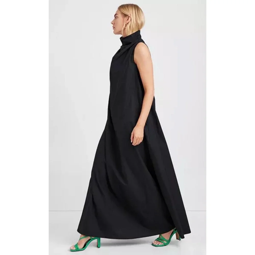 Marcella Minna Sleeveless Dress Black Size Large Maxi Cotton Pockets - Picture 2 of 13